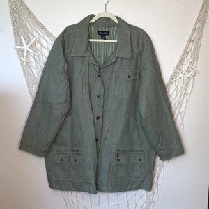 DENIM & Co. Olive Green Cotton Utility Jacket 3X